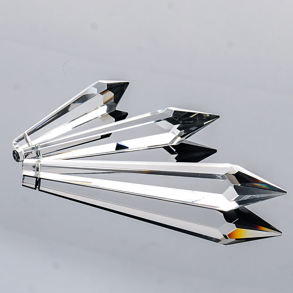 product good quality clear pointed bead glass hexagonal column crystal chandelier ornaments wholesale diamond bead decorative pendants-9