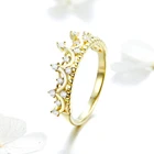 Ring Silver 14k Gold Ring Crown Design Zirconia Shiny Exquisite Sterling Silver 925 Ring For Girls