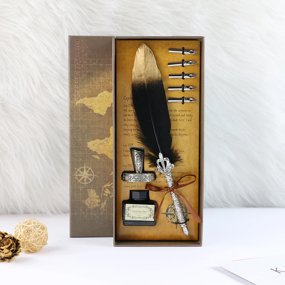 Hot selling Feather Foil Feather For Sale And Ink Set Refills9550 Quill Pen