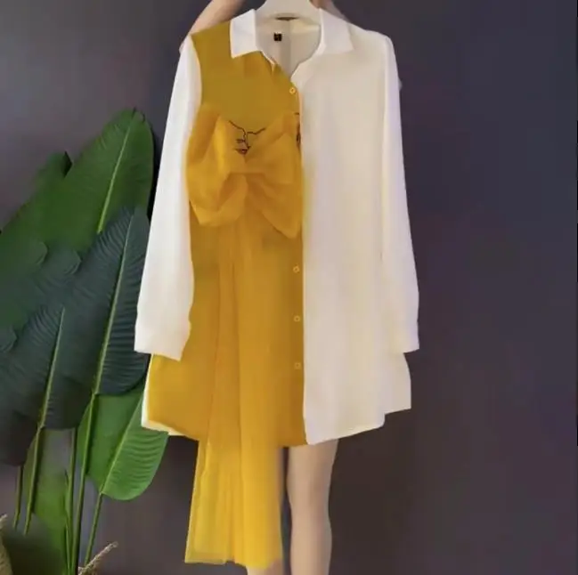 Autumn Color Block Casual Women Blouse