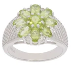 Silver 2.56cts Peridot And 0.43cts White Zircon 925 Sterling Silver Natural Gemstone Ring
