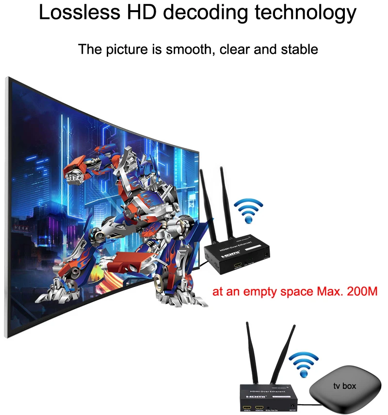 Extensor inalámbrico HDMI Kvm 5,8G HD Transmisión Proyector 200M 1080P Extensión de video inalámbrica para PC Laptop TV Proyector Monitor