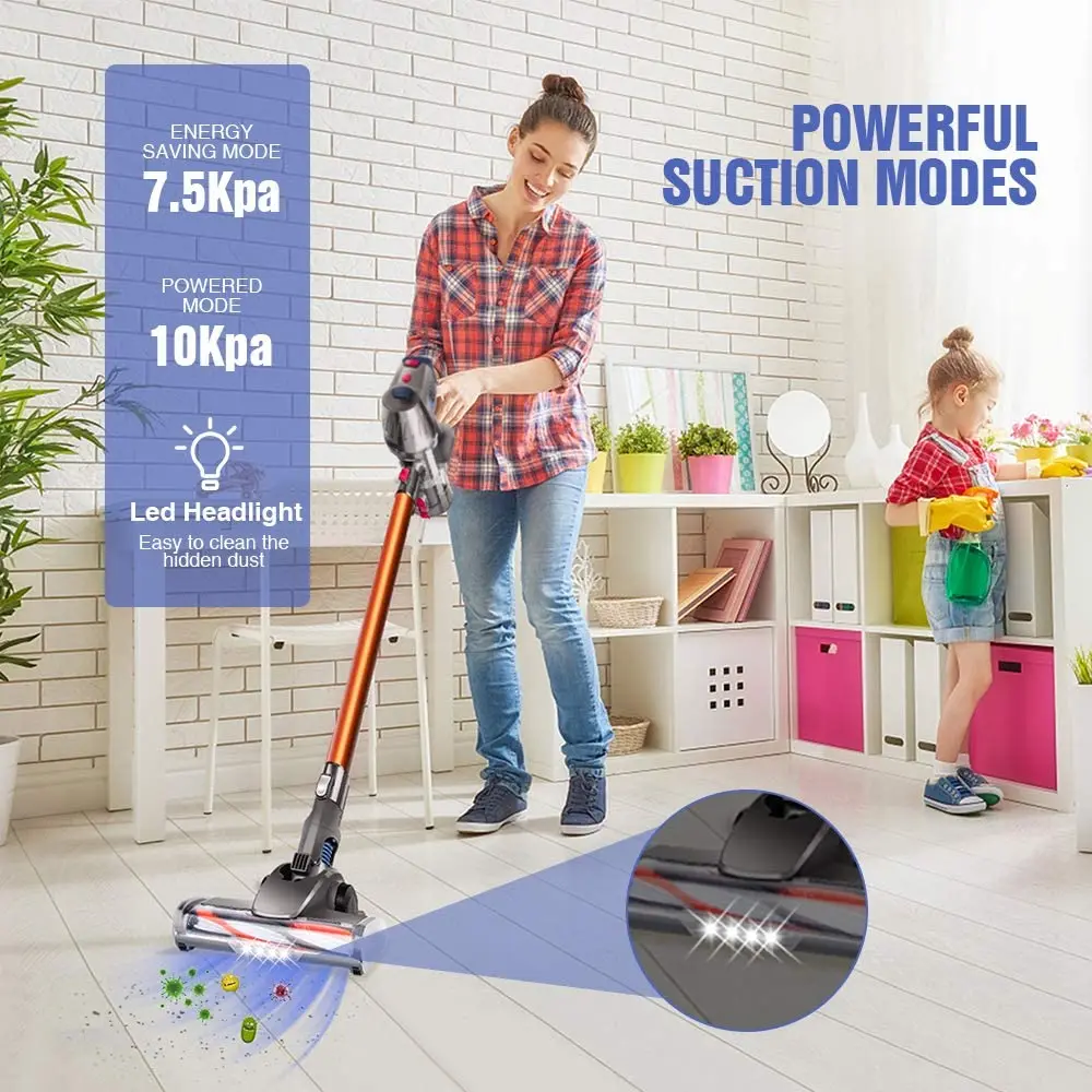 Powerful Suction Cordless Vacuum Cleaner Anti Hair, 4 in 1 Lightweight Handheld Upright Vacuum Cleaners