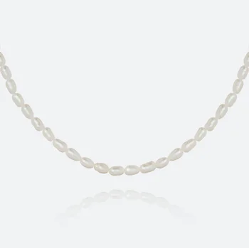 Trendy Wholesale Cheap Freshwater Pearl Necklace Jewelry with Silver Clasp for Women