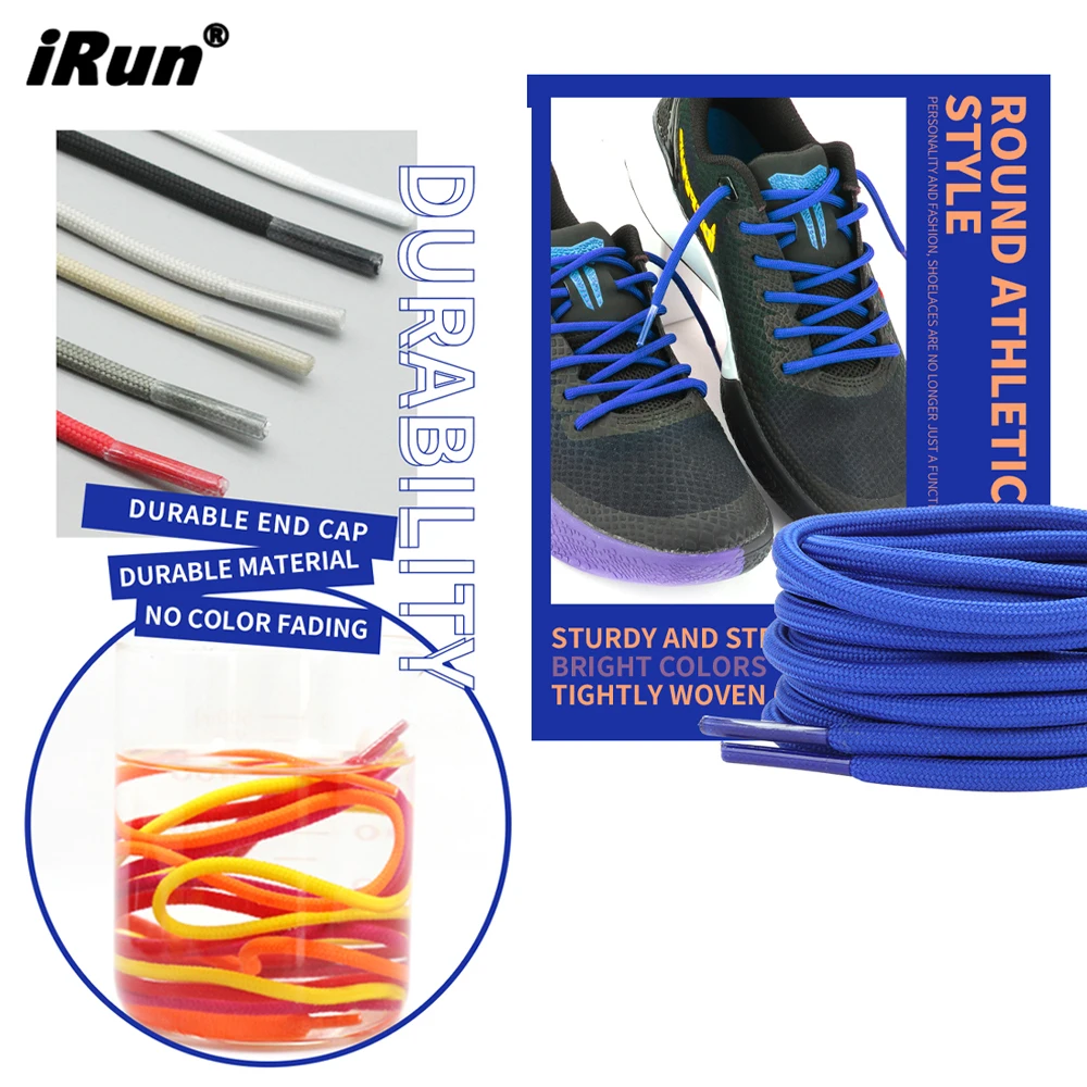 iRun Thick Round Coloured Hiking Shoestring Roller Skate Shoelace Sport Boots Shoe Laces for High Rise Shoe