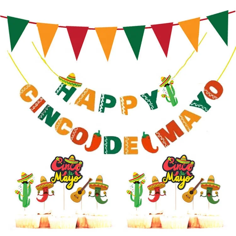 Fiesta Mexicana Fiesta Decoracion Feliz De Cinco De Mayo Banner Sombrero De Paja Chile Cactus Topper De La Torta Buy Decoraciones Del Cinco De Mayo Mexicano Banner De Fiesta Mexicano Decoraciones Colgantes