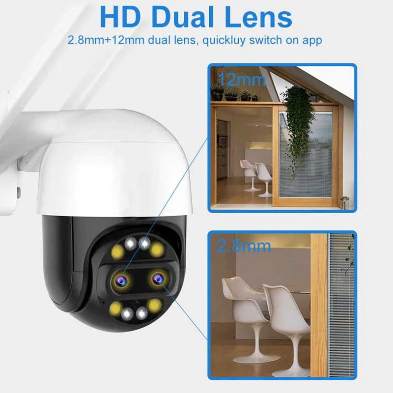 New Icsee 8mp Outdoor 8x Home Security System Ip Dual Lens Wireless Camera Wifi Cctv 8mp Dual Lens 4k Mini Network Camera