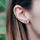 Stud Earrings BUREI High Quality Women's Stainless Steel Jewelry Exquisite Gold Plated Cuff Stud Earrings