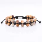 Agate Stone Wholesale Fashion Mens Crazy Agate Beaded Macrame Natural Stone Braided Bracelet