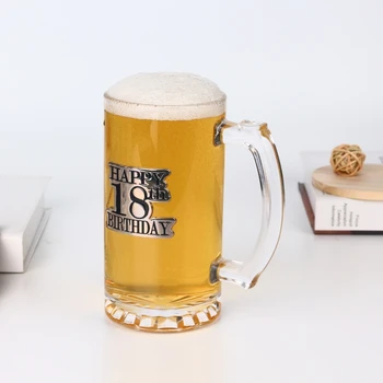 500ml beer glass mug glass beer mug with handle wholesale