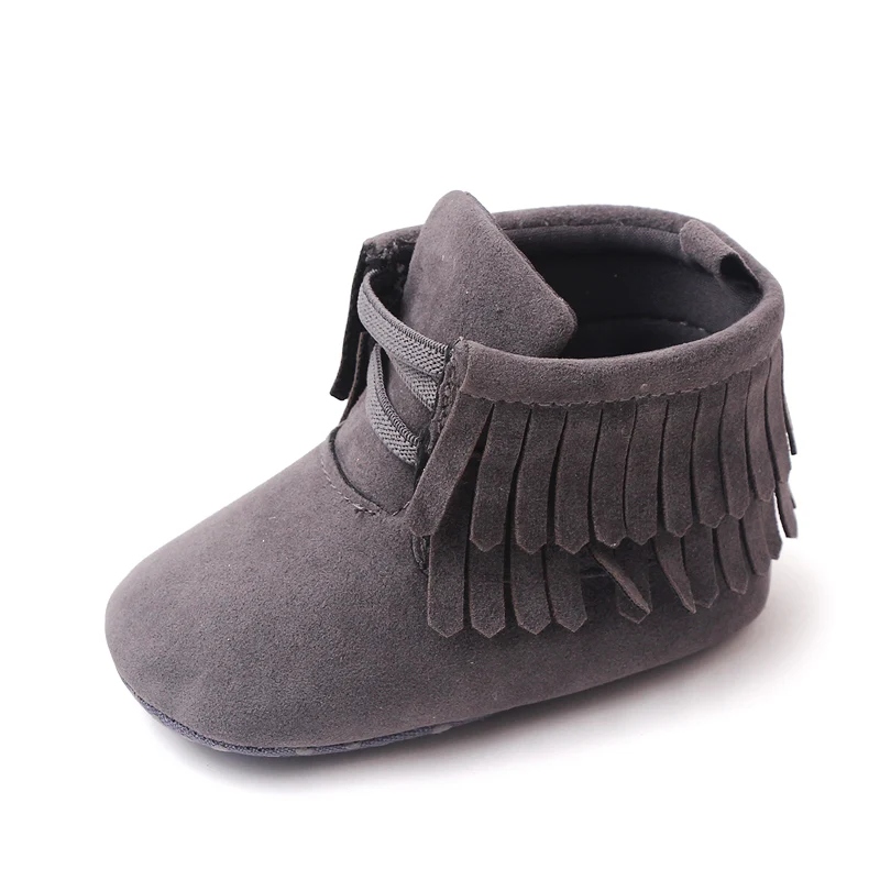 Solid Color Bright Eye Suede Baby Girls Soft Soled Spring and Autumn Warm Walking Shoes supplier