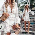 Beachwear MSBJ0211 Hot Sale Lace Hollow Crochet Swimsuit Cover Ups Bathing Suit Beachwear Tunic Beach Dress
