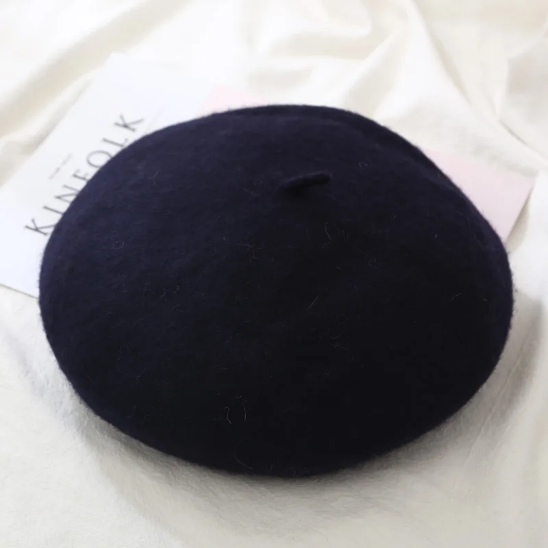 Trend Korean Version Beret Retro Woolen Casual Japanese Simple Solid Color Beret Hat