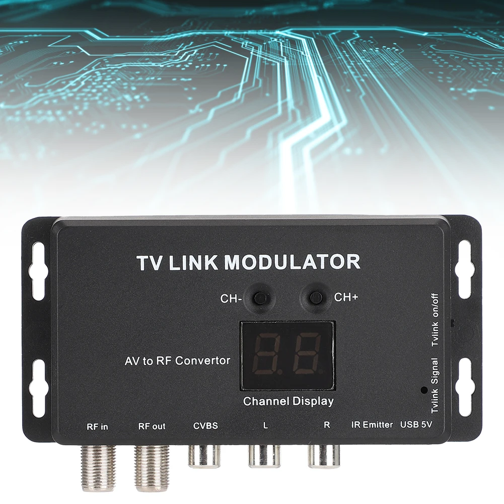 Dpofirs UHF Modulator,TM70 UHF TV Link Modulator AV to RF Converter IR Extender with Channel Display,Modulator Modulator AV to RF Converter IR Extender,Supporting PAL/NTSC with USB Charge Cable 