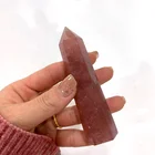 Natural Natural Crystal Point Healing Crystal Obelisk Strawberry Quartz Crystal Point.