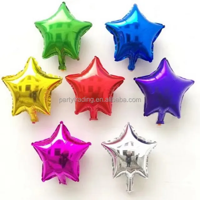 Wholesale Big 18 inch Mylar Foil Helium Shiny Metallic Silver Gold Golden Star Shaped Ballons Balloon