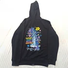 Black Hoodie Wholesale Custom Fashion Black Print Hip Hop Men Zip Up Hoodie Custom