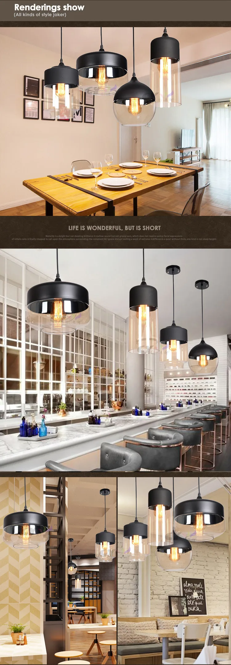 CE VDE Restaurant Decorative Pendant Light Glass Pendant Lamp