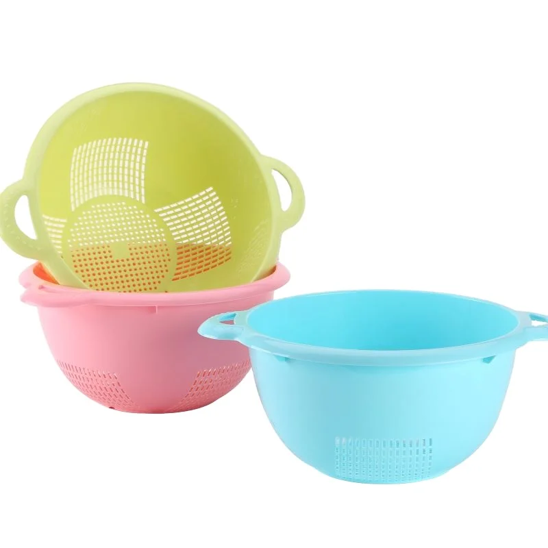 Multi Color Plastic Strainer Colander with 2 Handles Plastic Sieve Basket Big Size