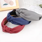 Headband Hair Fashion PU Leather Headband Women Girls Hair Hoop Solid Color Wide Knotted Headband