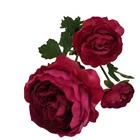 Flower For Wholesale High Quality Artificial Flower 3 Heads Of Camellia Artificial Flower For Wedding Home Decoration