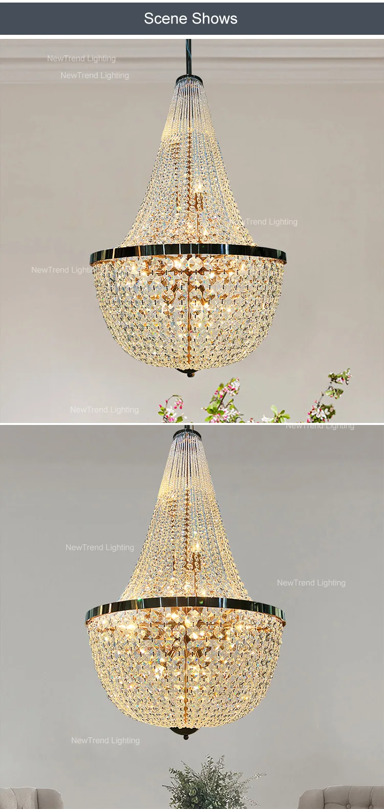 CPL-359 Custom Indoor Decoration Villa Staircase Luxury Crystal Lighting Hotel Chandelier factory