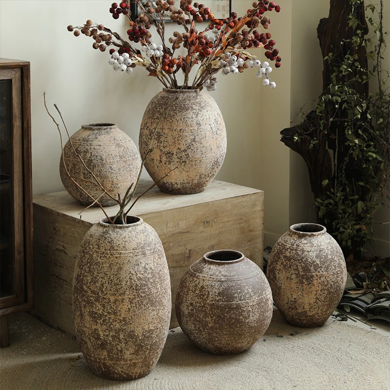 Plants Round Bowl Indoor Centerpieces Japanese Style Antique Ceramic Vases For Wedding