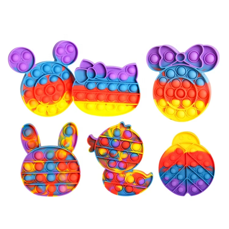 4PCS Push Popop Bubble Fidget Toy,Popping Game,Poke Pop Toys for Needs Stress/Anxiety Relief,Silicone Squeeze Anti-Anxiety Tools for Kids and Adults