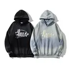 Grey Hoodie Custom High Fashion Oversized French Terry Printed Grey Acid Wash Hoodie