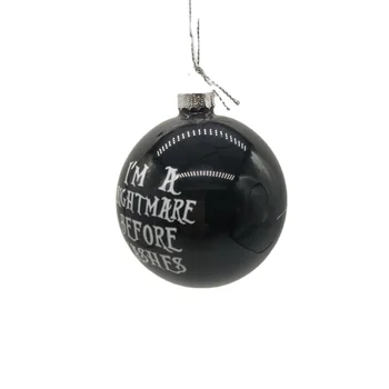 Custom Christmas Xmas Tree 8cm Black Glass Balls Bauble Ornaments With Printed Logo Photo Picture Decal Name Personalized Globe