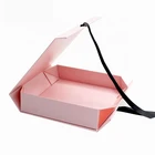 Box Custom Logo Luxury Cardboard Magnetic Folding Gift Box With Ribbon Closure