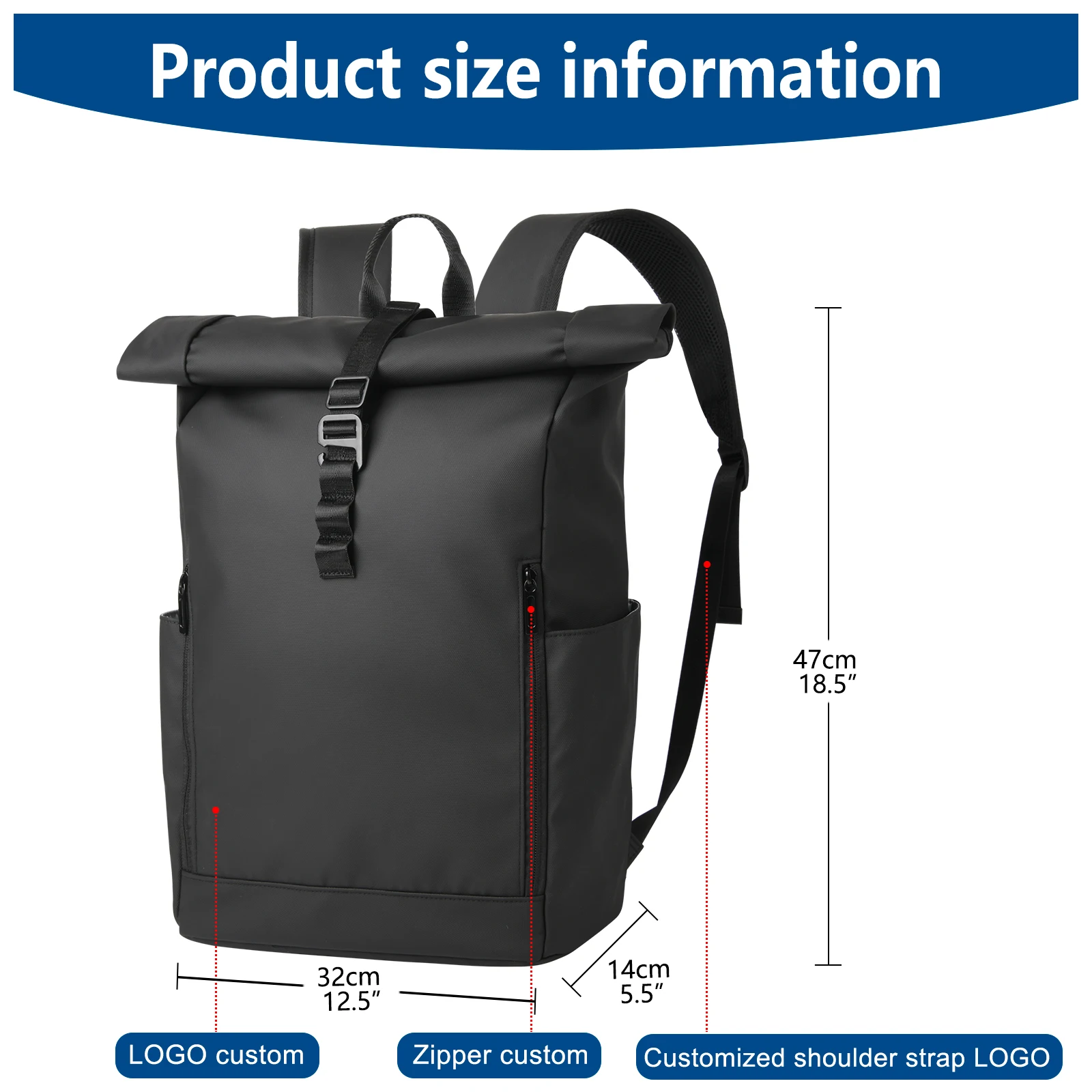 Bsci Waterproof Expandable Roll Top Nylon Rolltop Laptop Backpacks Custom Rolling Adult Backpack Bag For Compyute Men Unisex