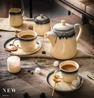 Coffee Set New Arrival European Teapot Tea Set Cup Saucer Porcelain Cafe Used Nordic Coffee Set With Snack Dish