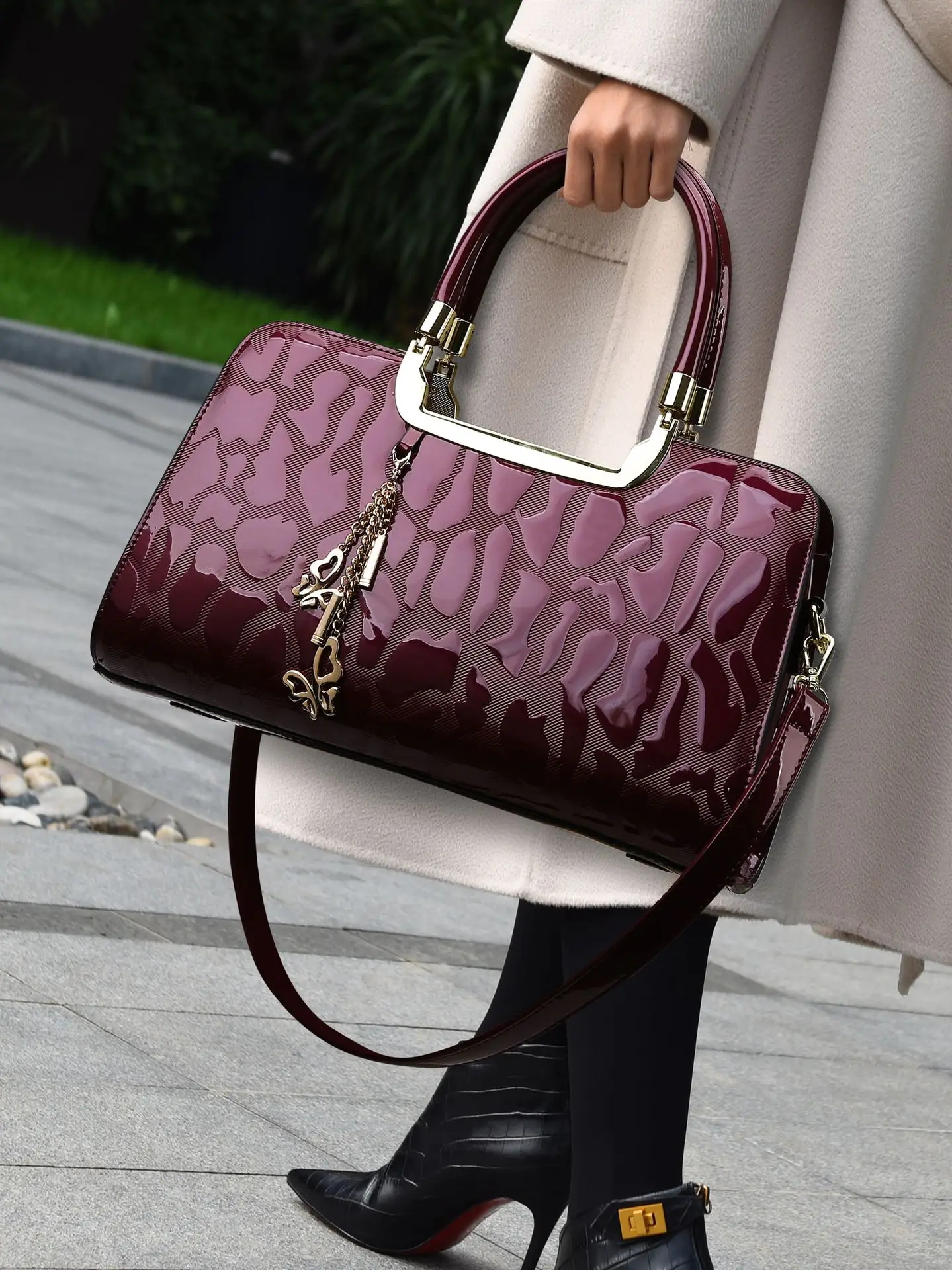 Women Fashion Classic Shoulder Bags Shiny Leather Crossbody Bag Ladies Large Capacity Tote Luxury Crocodile Pattern Handbag