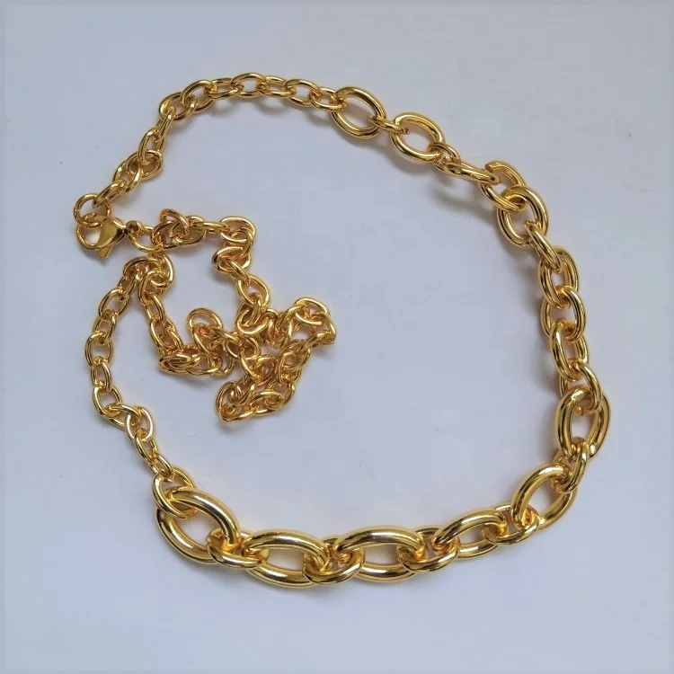 Latest 18K Gold Plated Stainless Steel Jewelry Irregular O-shaped Chain Link For Women Punk Necklace P203139