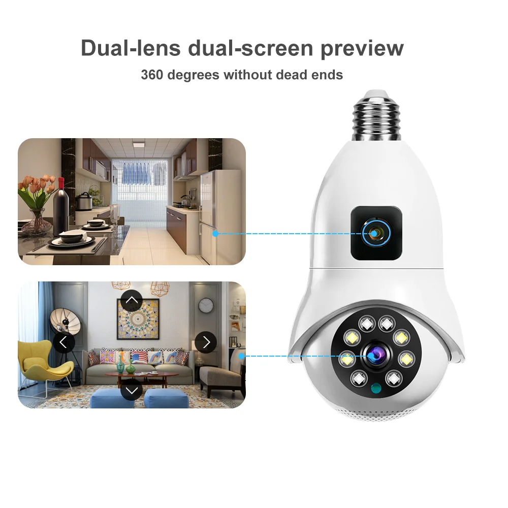 V380 4mp Outdoor Wireless Dual Lens Network Ptz Camera cctv Dual Lens Wi fi 4mp Auto Tracking V380 Wifi Dual Lens Ptz Camera