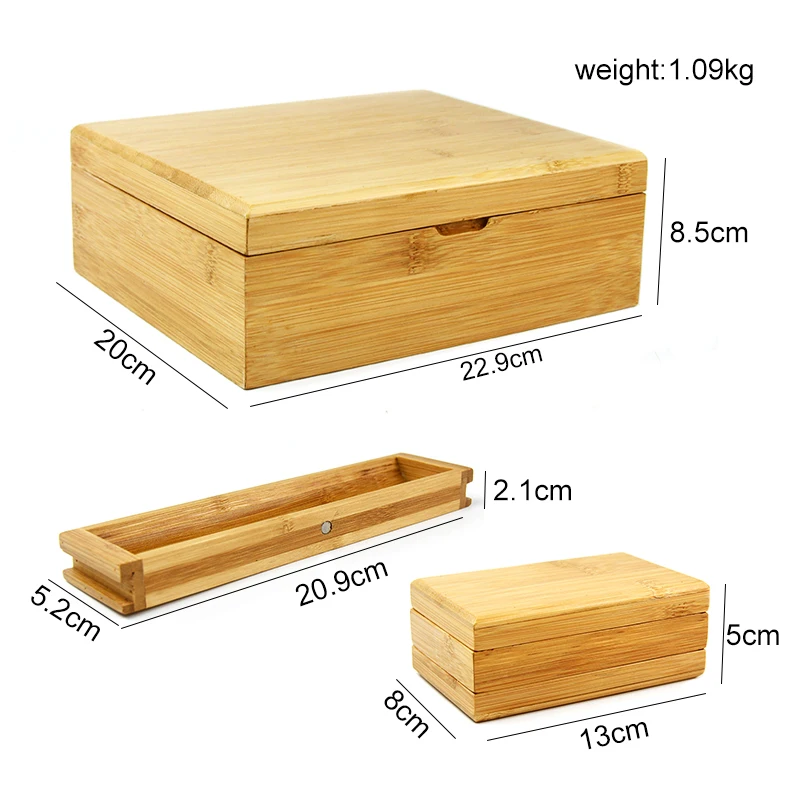 Premium Handcrafted Storage Box,Wooden Stash Box Bundle with Accessories ,Rolling Tray Storage Box with Lock