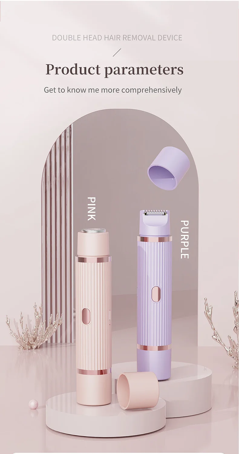 New 2 in 1 USB Rechargeable Women Shaver Painless Hair Trimmer Portable Waterproof Double Head Body Epilator