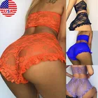 Lace Hot Transparent Underwear 2 Piece Set Pajamas Summer Sexy Lingerie For Women