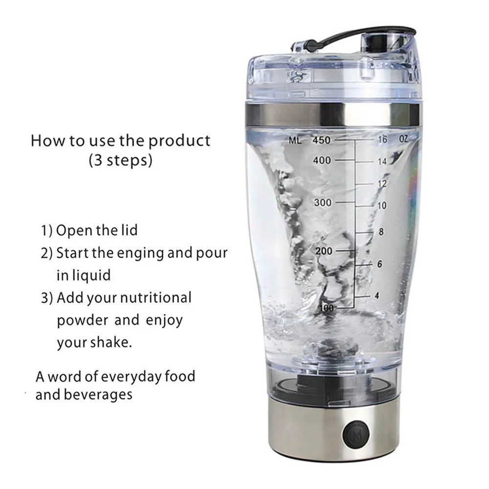 Electric Coffee Protein Shaker Blender My Water Bottle Automatic Movement  Vortex Tornado 450ml Free Detachable Smart Mixer Cup (2)