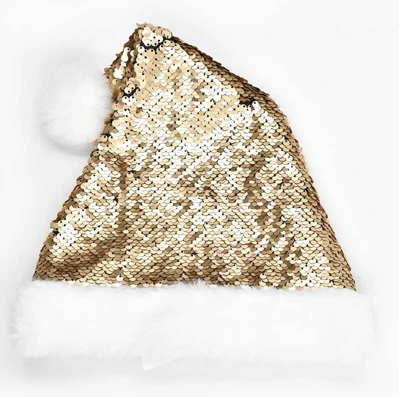 2024 Christmas Hot Sale Customized Logo Special Gold Sequin High Quality Christmas Hat