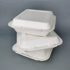 Container Plastic 8.5" Hinged Container Microwave Safe Plastic Disposable Food Container Bagasse Food Container
