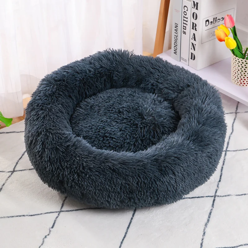 HUAYI 2024  manufacturer soft luxury  pet cushion round cat dog bed