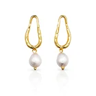 Earrings Earrings 925 Sterling Silver 18k Gold Plating Natural Freshwater Baroque Pearl Earrings