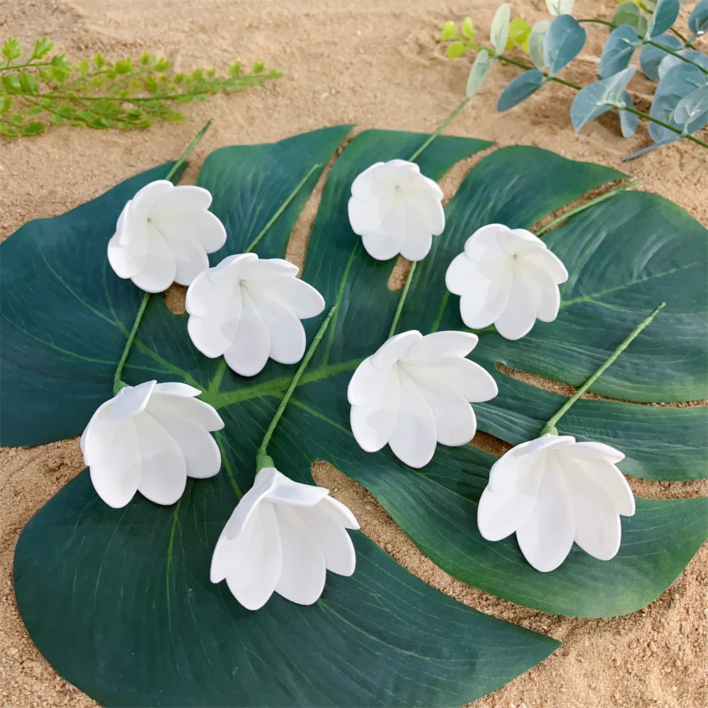 Small 4.5CM White EVA Foam Artificial Hawaii Island Tahiti Head Flower Ear Pick Stylish Party Accessory