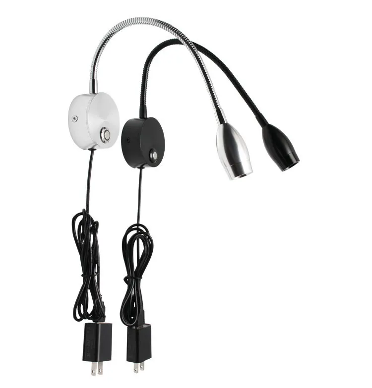 3W wall mounted led reading table light Hotel bedroom bedside headboard flexible gooseneck lamp