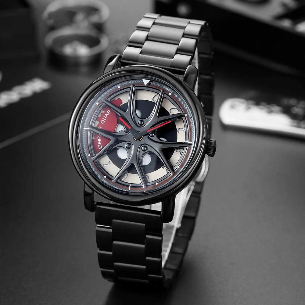 Koda Top Brand Luxury Relogio Masculino Men Watch Personality Car Wheel 360 Degree Rotating Waterproof Quartz Wristwatch