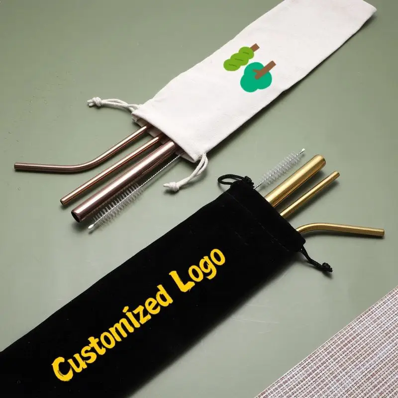Bar Accessories Reusable Straws Colorful Stainless Steel Metal Straw Set in Stock