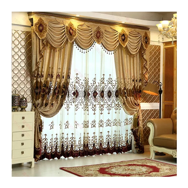 1 Piece Valance European Royal Luxury Valance Curtains for Living Room Window 