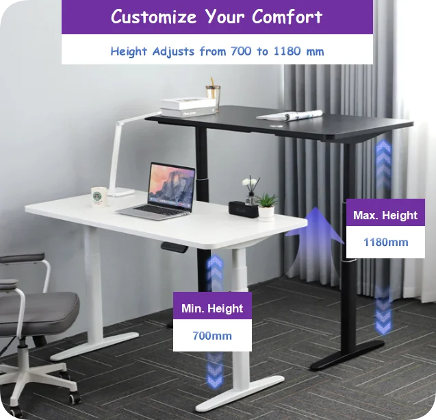 Modern Single Motor Electric Standing Desk Frame Auto-Adjusts Sit-Stand Workflow Durable Stainless Steel Base Your Perfect Home details